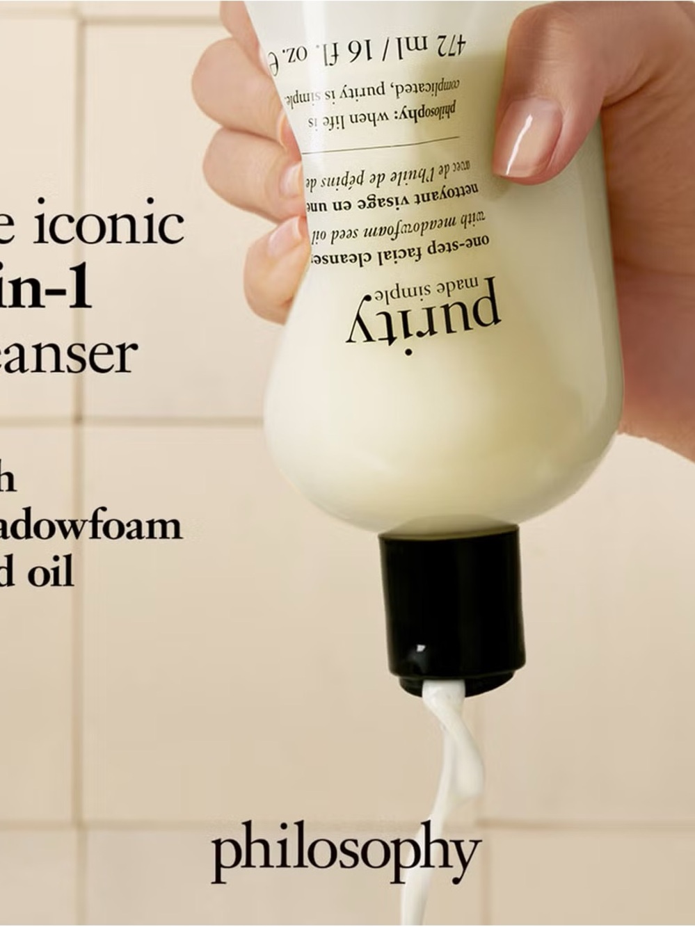 Philosophy Hair Cleanser Bottle - Cream & Black